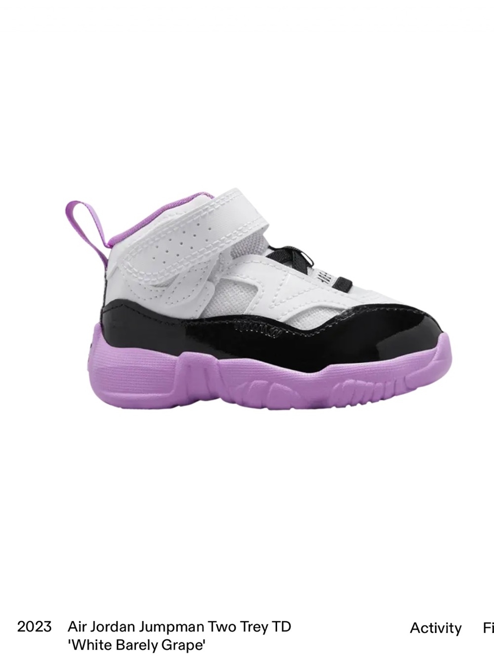 Jordan Kids' Sneakers in White, Black & Purple (Barely Grape)